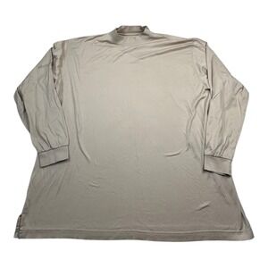 Ben Hogan Mens Long Sleeve Mock‎ Neck Shirt Tan Double Mercerized Cotton Size L